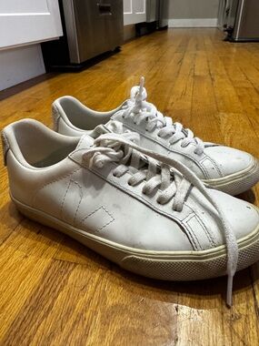 Veja White Low-Top Leather Sneakers